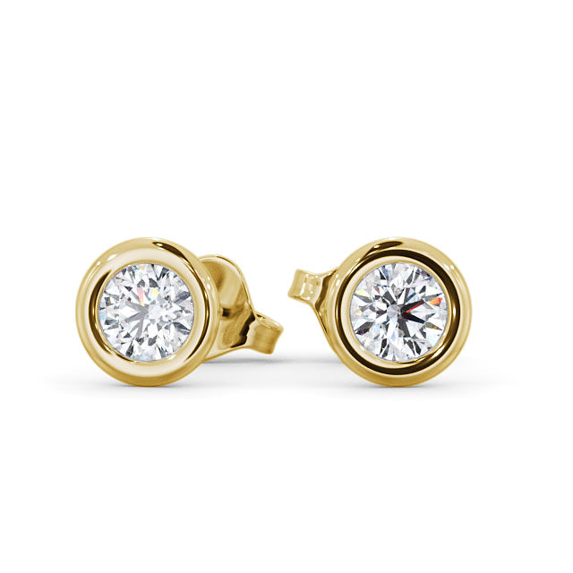 Certified 1.00 CT Round Cut EF VS/SI Lab Grown Diamond Bezel Set Stud Women's Earrings 925 Sterling Silver With Vermeil Gold