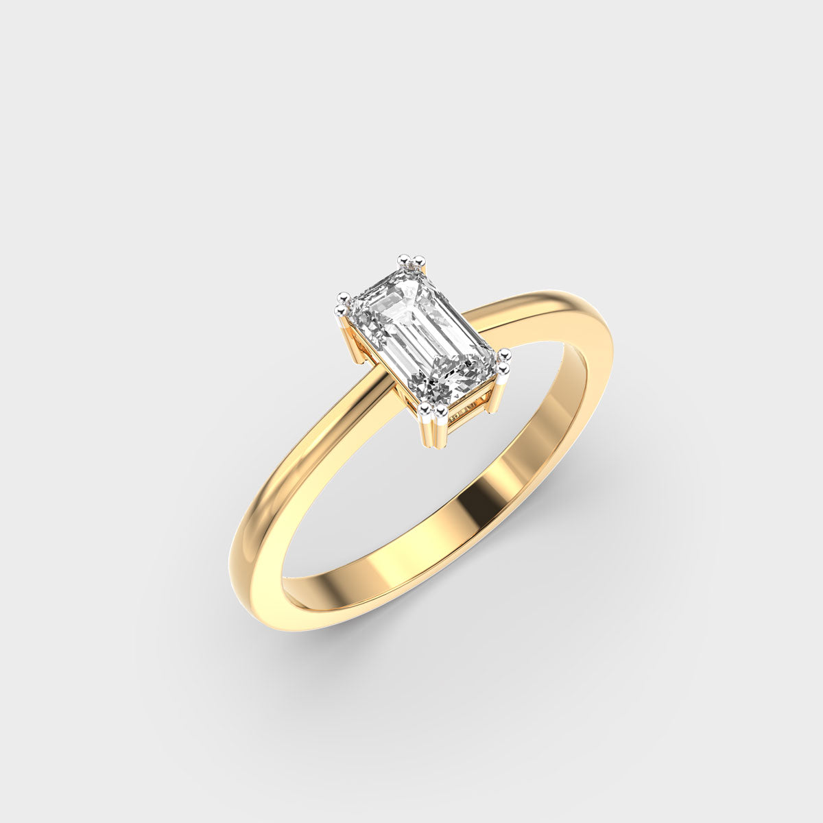 Certified 1.00 CT Emerald Cut EF VS/SI Lab Grown Diamond Women's Engagement Ring 925 Sterling Silver With Vermeil Gold