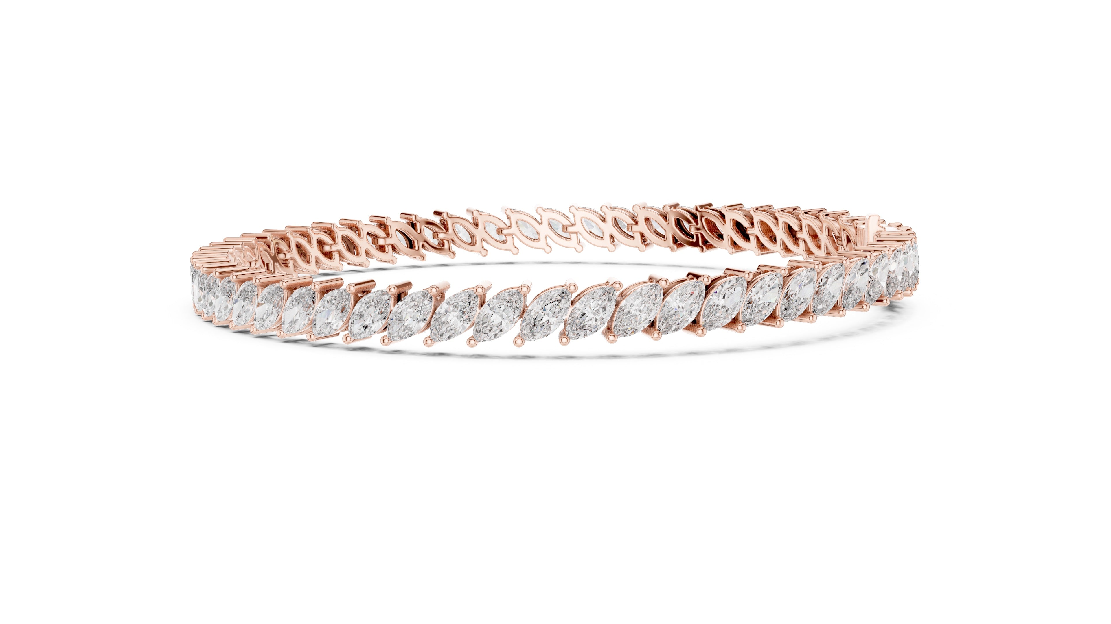 8.4 CT EF VS/SI Lab Grown Certified Marquise Cut Diamond Tennis Wedding Bracelet For Women's 14K Rose Gold