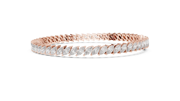 8.4 CT EF VS/SI Lab Grown Certified Marquise Cut Diamond Tennis Wedding Bracelet For Women's 14K Rose Gold