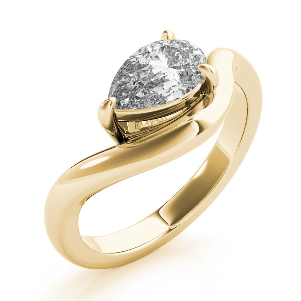 Certified 1.00 CT Pear Cut EF VS/SI Lab Grown Diamond Elegant Engagement Ring 925 Sterling Silver With Vermeil Gold