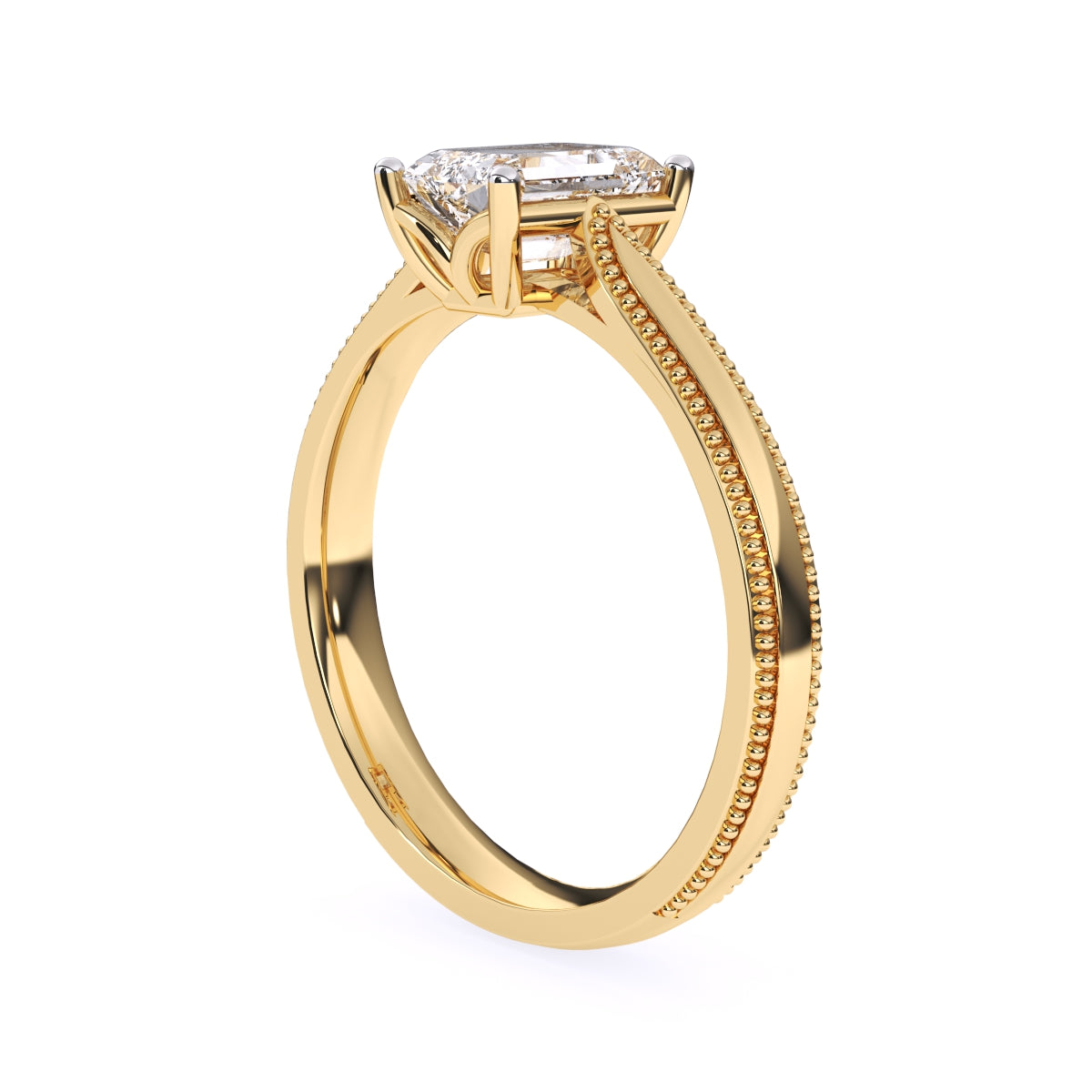 Certified 1.00 CT Emerald Cut EF VS/SI Lab Created Diamond Engagement Ring 925 Sterling Silver With Vermeil Gold