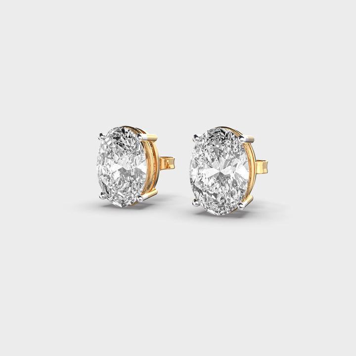 1.00 CT Oval Cut Certified VS/SI Lab Grown Diamond Nordic Gold Stud Earrings (Demi-Fine)