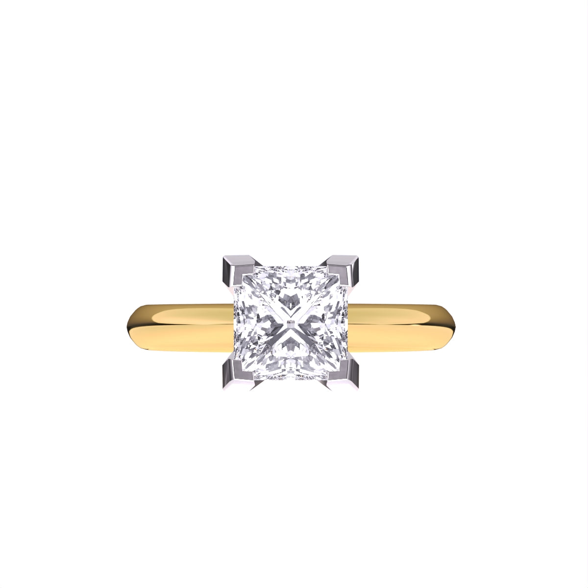 Engagement Ring Certified 1.00 CT Princess Cut EF VS/SI Lab Created Diamond 925 Sterling Silver With Vermeil Gold