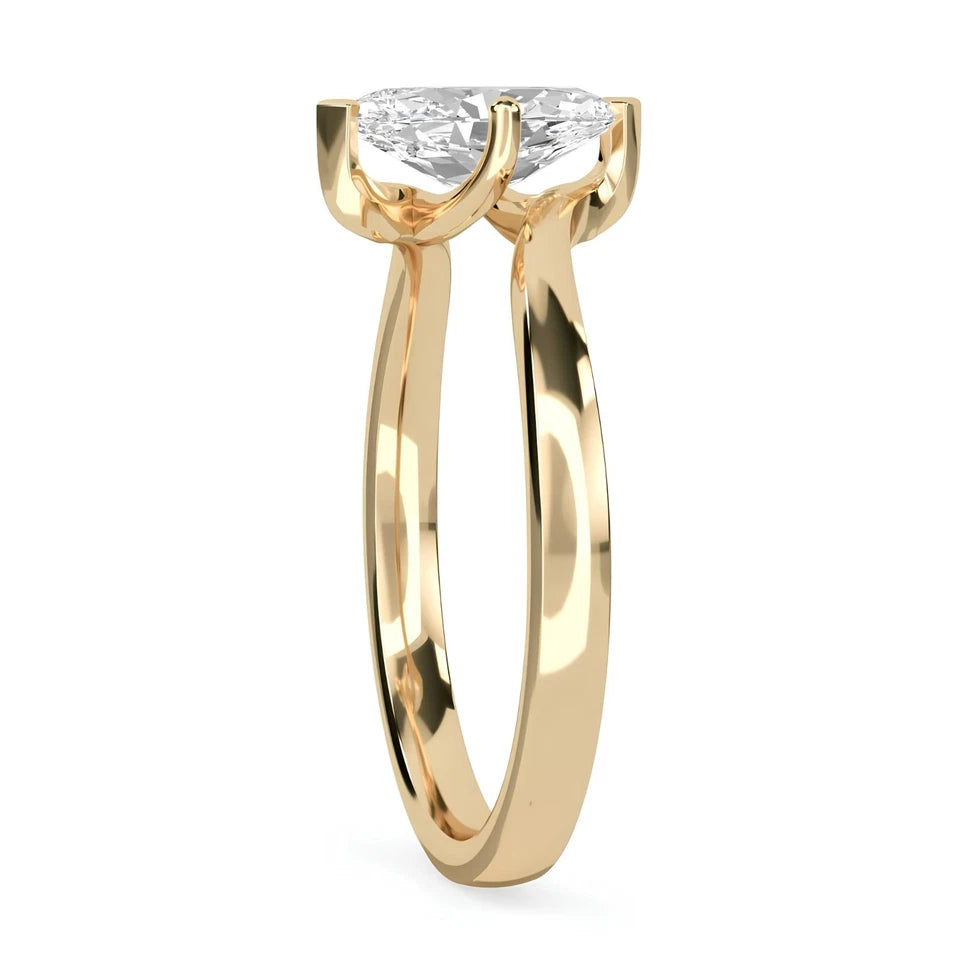 Certified 1.00 CT Marquise Cut EF VS/SI Lab Grown Diamond Engagement Ring 925 Sterling Silver With Vermeil Gold