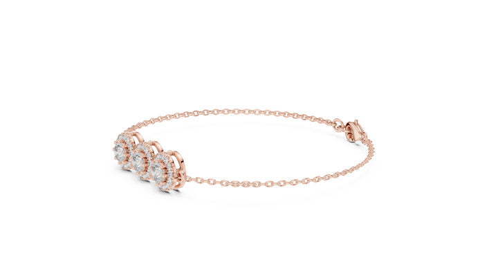 1.29CT EF VS/SI Lab Grown Certified Round Cut Diamond Chain Wedding Bracelet For Women's 14K Rose Gold