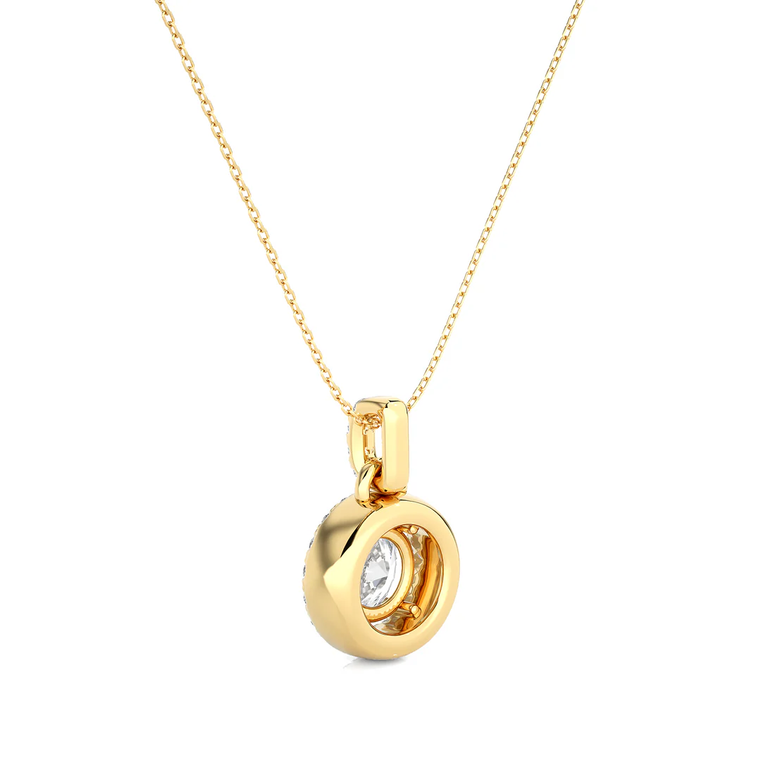 0.66 CT Round Cut EF VS/SI Lab Grown Diamond Cluster Pendant 925 Sterling Silver With Vermeil Gold ( Without Chain )
