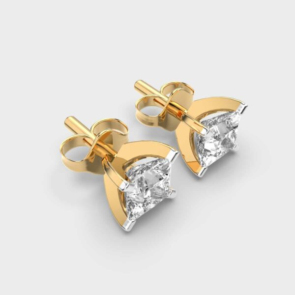 925 Sterling Silver With Vermeil Gold 1.00 CT Princess Cut Certified VS/SI Lab Grown Diamond Beautiful Stud Earrings