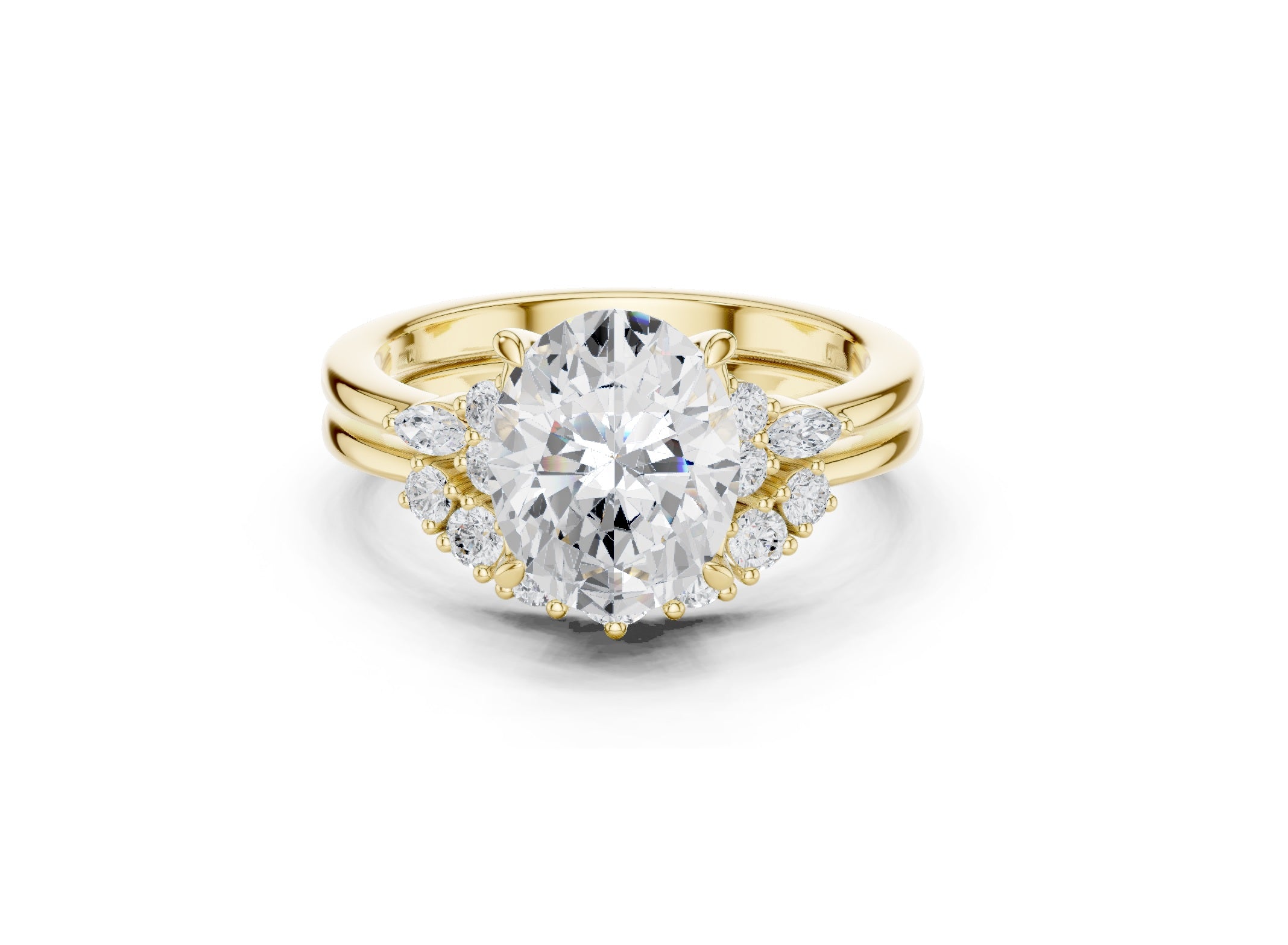 2.92 CT Bridal Set Ring – EF VS/SI Lab-Created Diamond in 14K Yellow Gold | Women's Engagement or Wedding