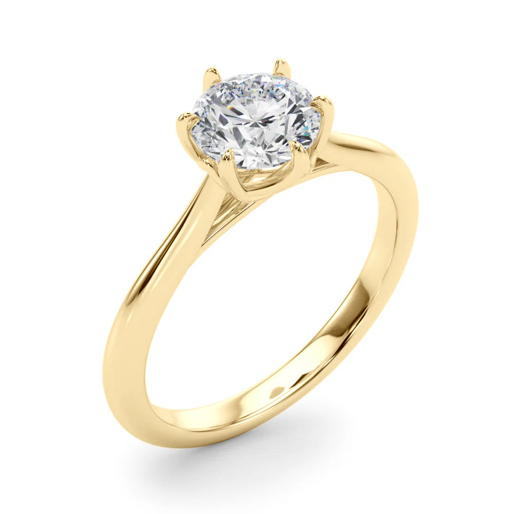 Certified 1.00 CT Round Cut EF VS/SI Lab Grown Diamond Engagement Ring 925 Sterling Silver With Vermeil Gold