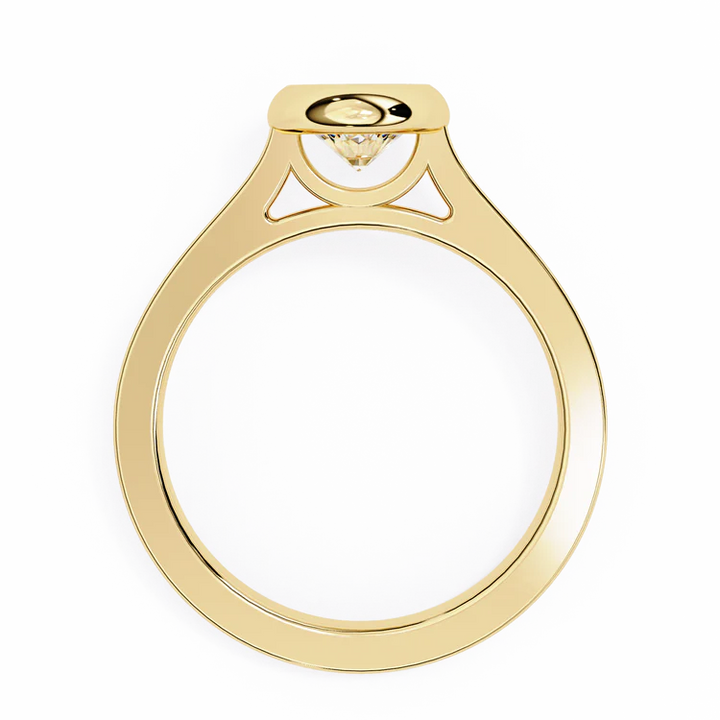 Certified 1.00 CT Round Cut EF VS/SI Lab Grown Diamond Nordic Gold Bezel Set Engagement Ring (Demi -Fine)
