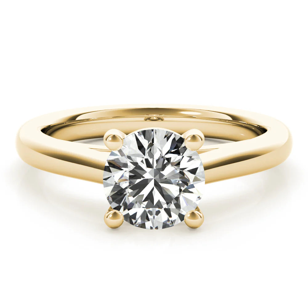 Certified 1.00 CT Round Cut EF VS/SI Lab Grown Diamond 4 Prong Engagement Ring 925 Sterling Silver With Vermeil Gold