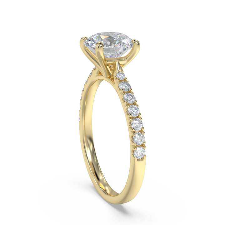 Certified 1.14 CT Round Cut EF VS/SI Lab Created Diamond Nordic Gold Engagement Ring (Demi -Fine)