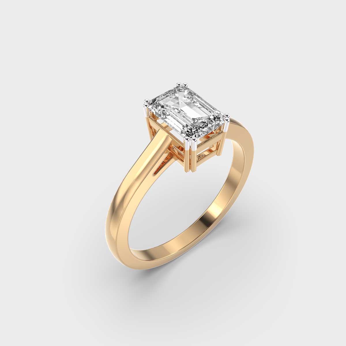 Engagement Ring Certified 1.00 CT Emerald Cut EF VS/SI Lab Grown Diamond  925 Sterling Silver With Vermeil Gold