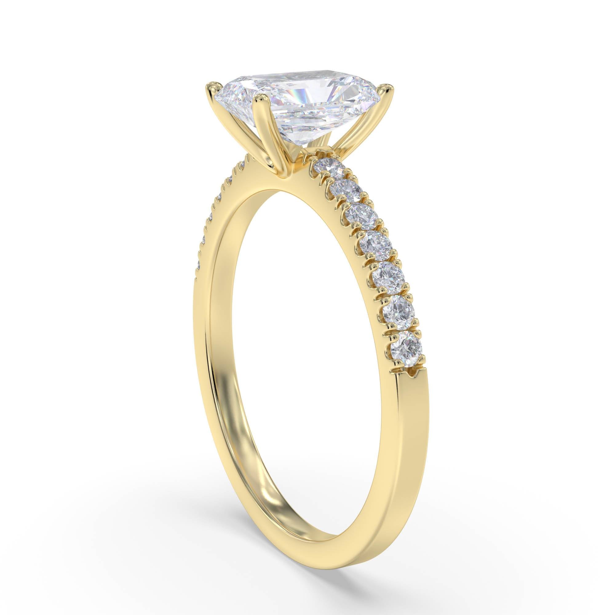 Certified 1.14 CT Radiant Cut EF VS/SI Lab Grown Diamond  Engagement Ring 925 Sterling Silver With Vermeil Gold