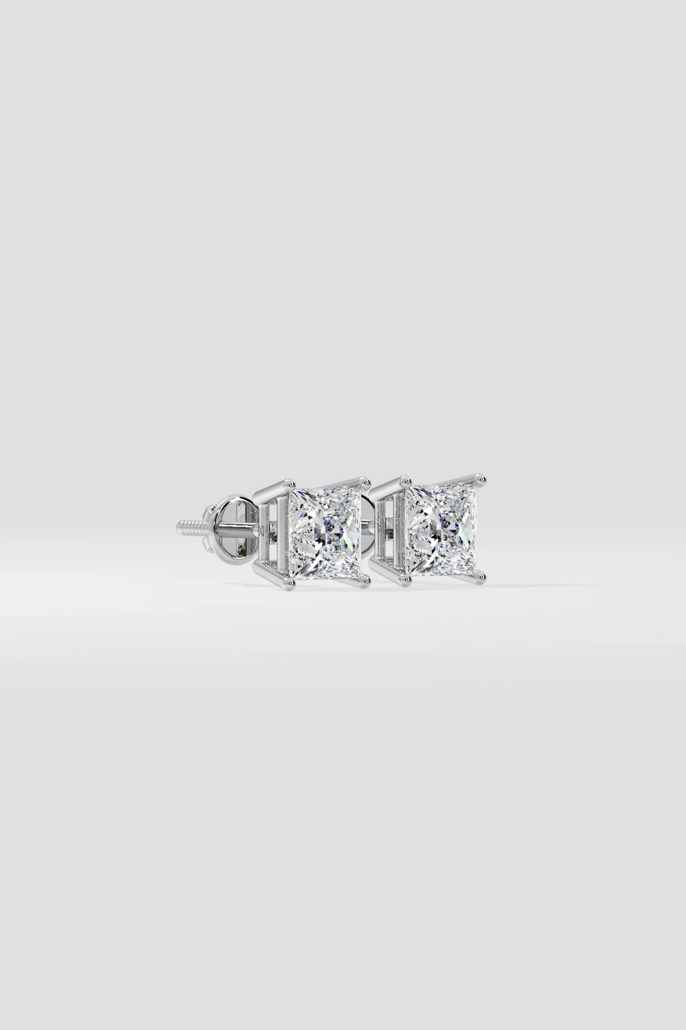 0.50 CT Princess Cut Certified VS/SI Lab Grown Diamond Stud Earrings 925 Sterling Silver With Vermeil Gold