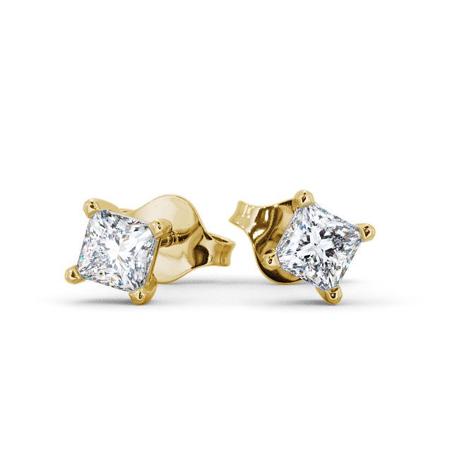 Certified 1 CT Princess Cut EF VS/SI Lab Grown Diamond Stud Women's Earrings 925 Sterling Silver With Vermeil Gold