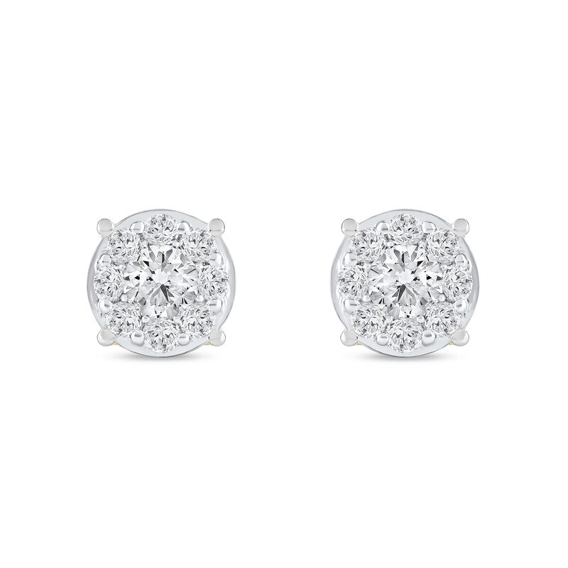 925 Sterling Silver With Vermeil Gold 0.70 CT Round Cut Certified VS/SI Lab Grown Diamond Stud Earrings
