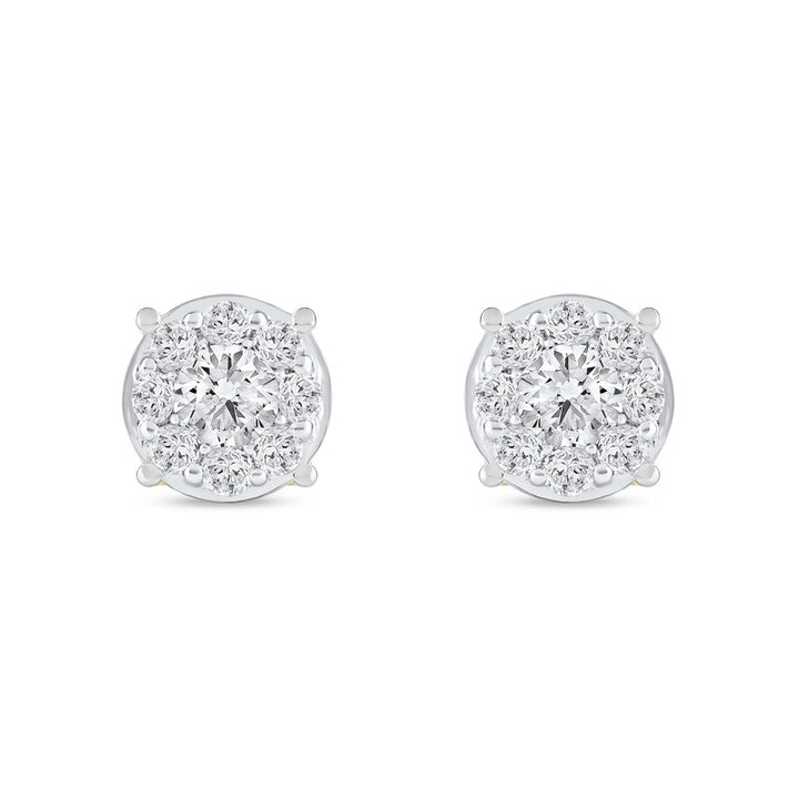 925 Sterling Silver With Vermeil Gold 0.70 CT Round Cut Certified VS/SI Lab Grown Diamond Stud Earrings