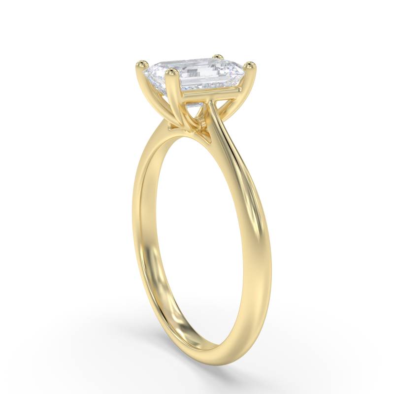 Certified 1.00 CT Emerald Cut EF VS/SI Lab Grown Diamond Engagement Ring 925 Sterling Silver With Vermeil Gold