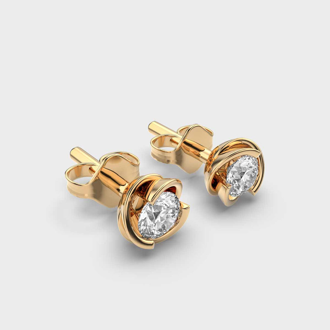 1.00 CT Round Cut Certified VS/SI Lab Grown Diamond Nordic Gold Stud Earrings (Demi-Fine)