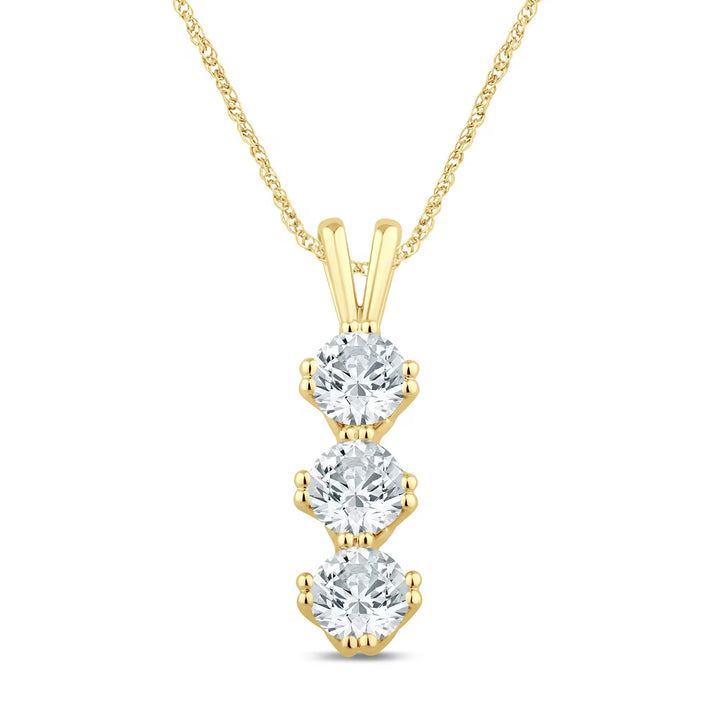 0.75 CT Round Cut EF VS/SI Lab Grown Diamond Pendant 925 Sterling Silver With Vermeil Gold (Without Chain)