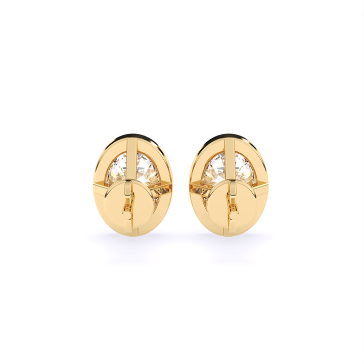 Nordic Gold Stud Earrings 1.00 CT Oval Cut Certified VS/SI Lab Grown Diamond (Demi-Fine)