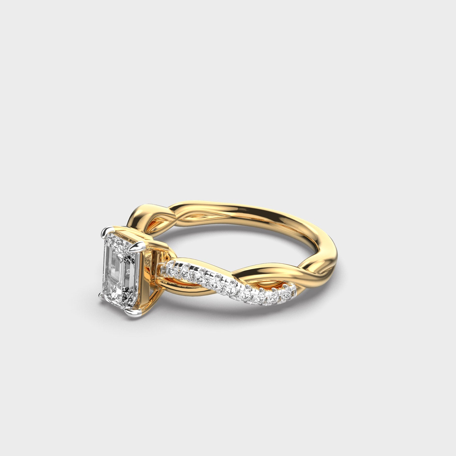 Certified 1.18 CT Emerald Cut EF VS/SI Lab Grown Diamond Engagement Ring 925 Sterling Silver With Vermeil Gold