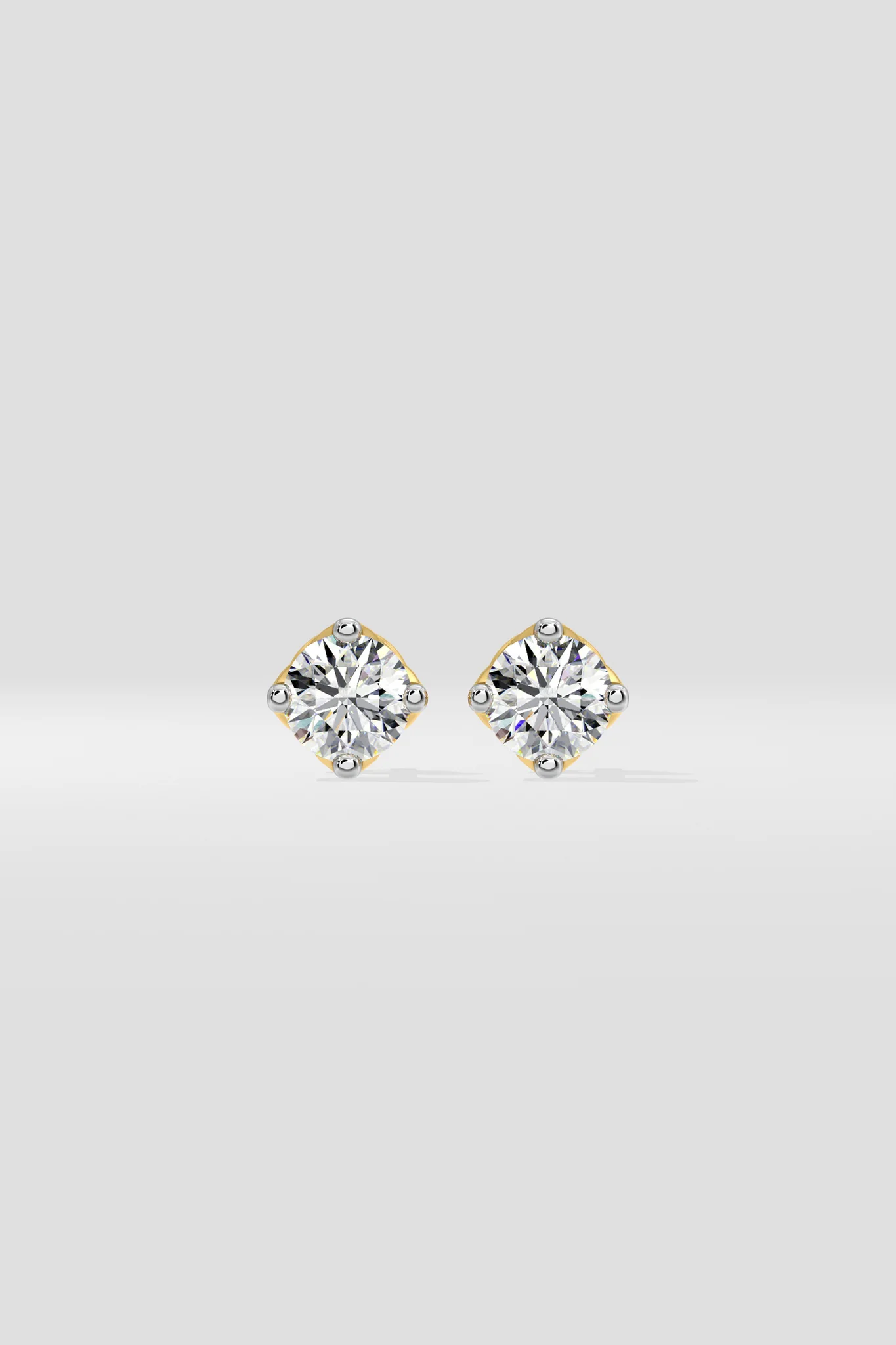 0.50 CT Round Cut Certified VS/SI Lab Grown Diamond Stud Earrings 925 Sterling Silver With Vermeil Gold
