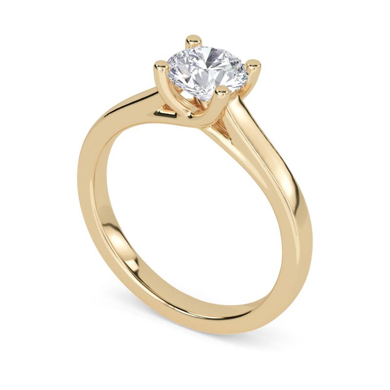 Certified 1.00 CT Round Cut EF VS/SI Lab Grown Diamond Engagement Ring 925 Sterling Silver With Vermeil Gold