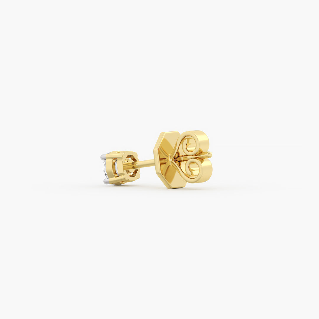 925 Sterling Silver With Vermeil Gold 0.50 CT Round Cut Certified VS/SI Lab Grown Diamond Stud Earrings