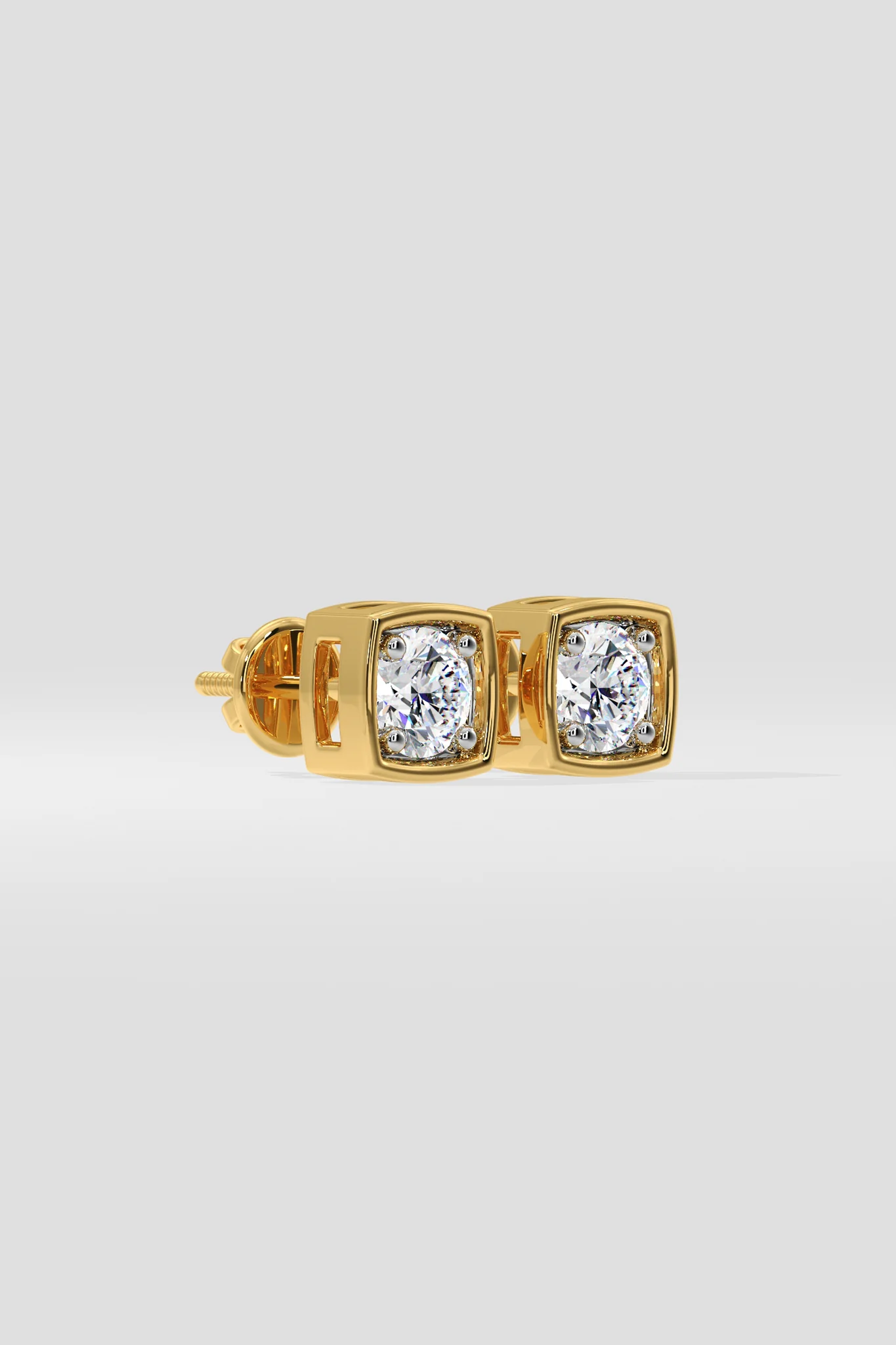 0.50 CT Round Cut Certified VS/SI Lab Grown Diamond Bezel Set Stud Earrings 925 Sterling Silver With Vermeil Gold
