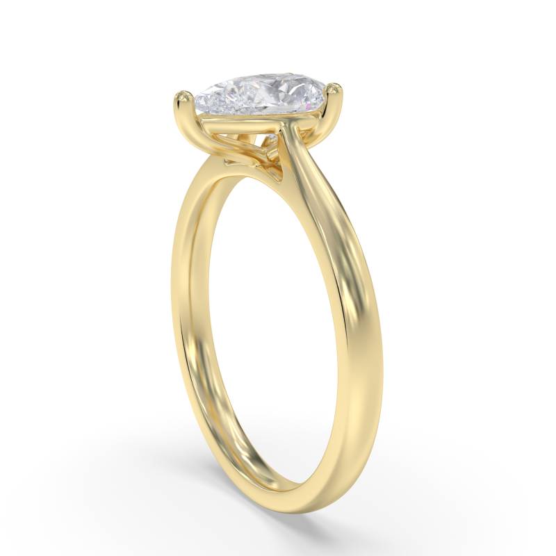 Certified 1.00 CT Pear Cut EF VS/SI Lab Grown Diamond Engagement Ring 925 Sterling Silver With Vermeil Gold