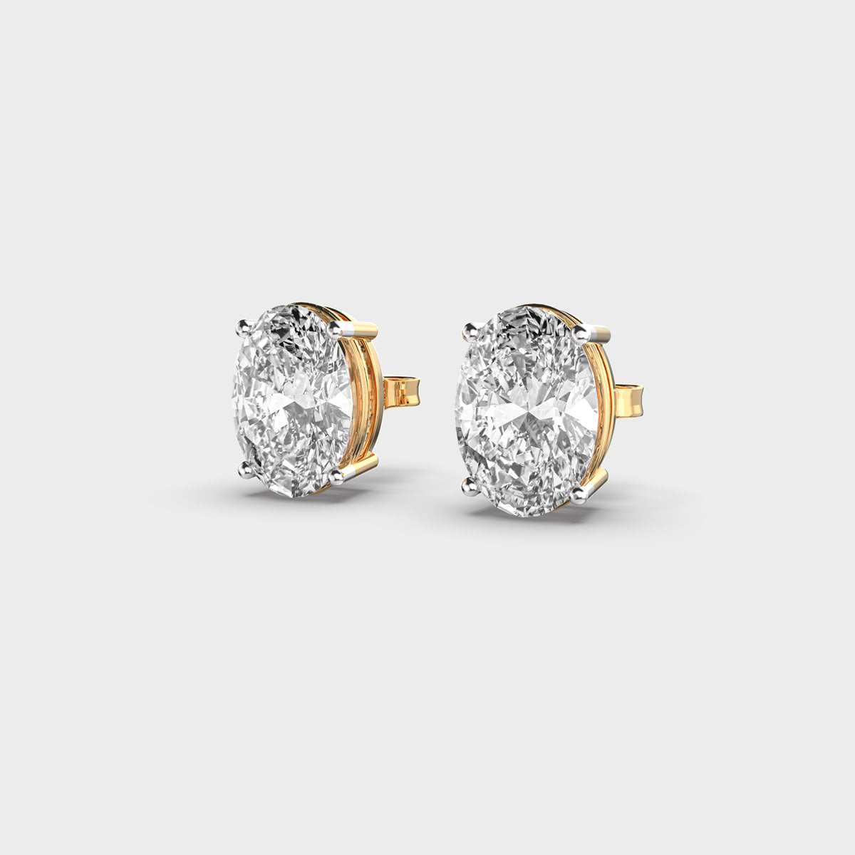 1.00 CT Oval Cut Certified VS/SI Lab Grown Diamond Women's Stud Earrings 925 Sterling Silver With Vermeil Gold