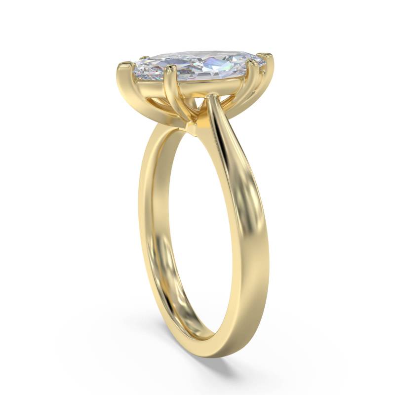 Certified 1.00 CT Marquise Cut EF VS/SI Lab Grown Diamond Engagement Ring 925 Sterling Silver With Vermeil Gold