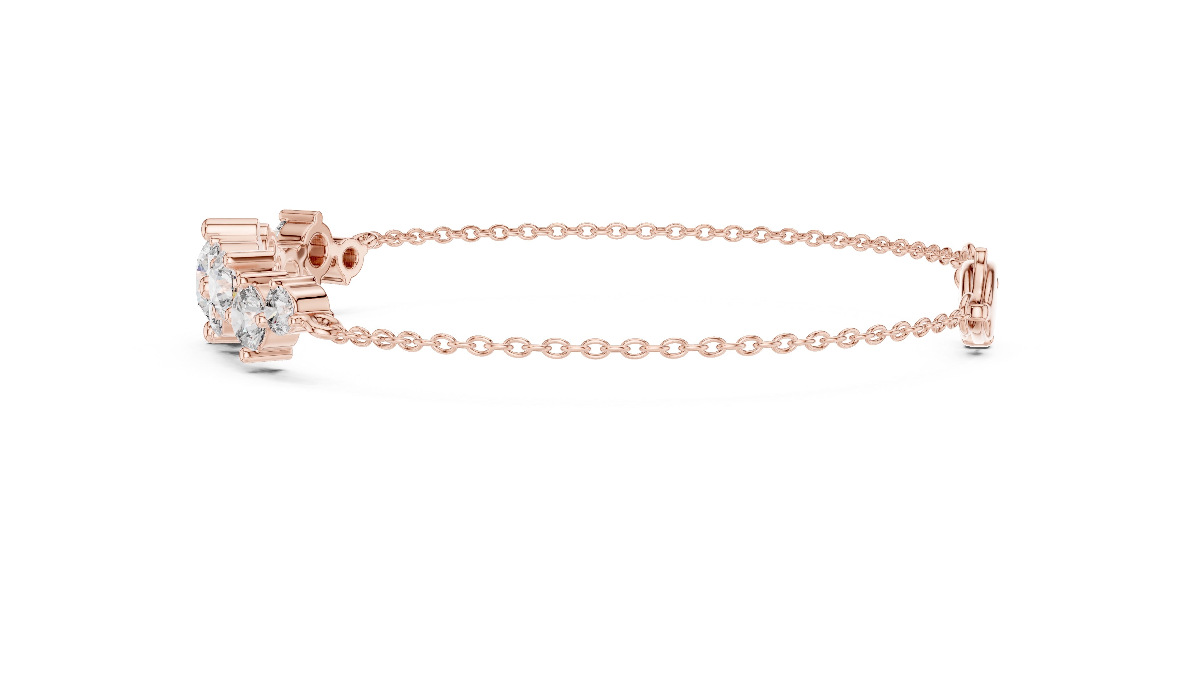 3.03 CT EF VS/SI Lab Grown Certified Round Cut Diamond Chain Wedding Bracelet For Women's 14K Rose Gold