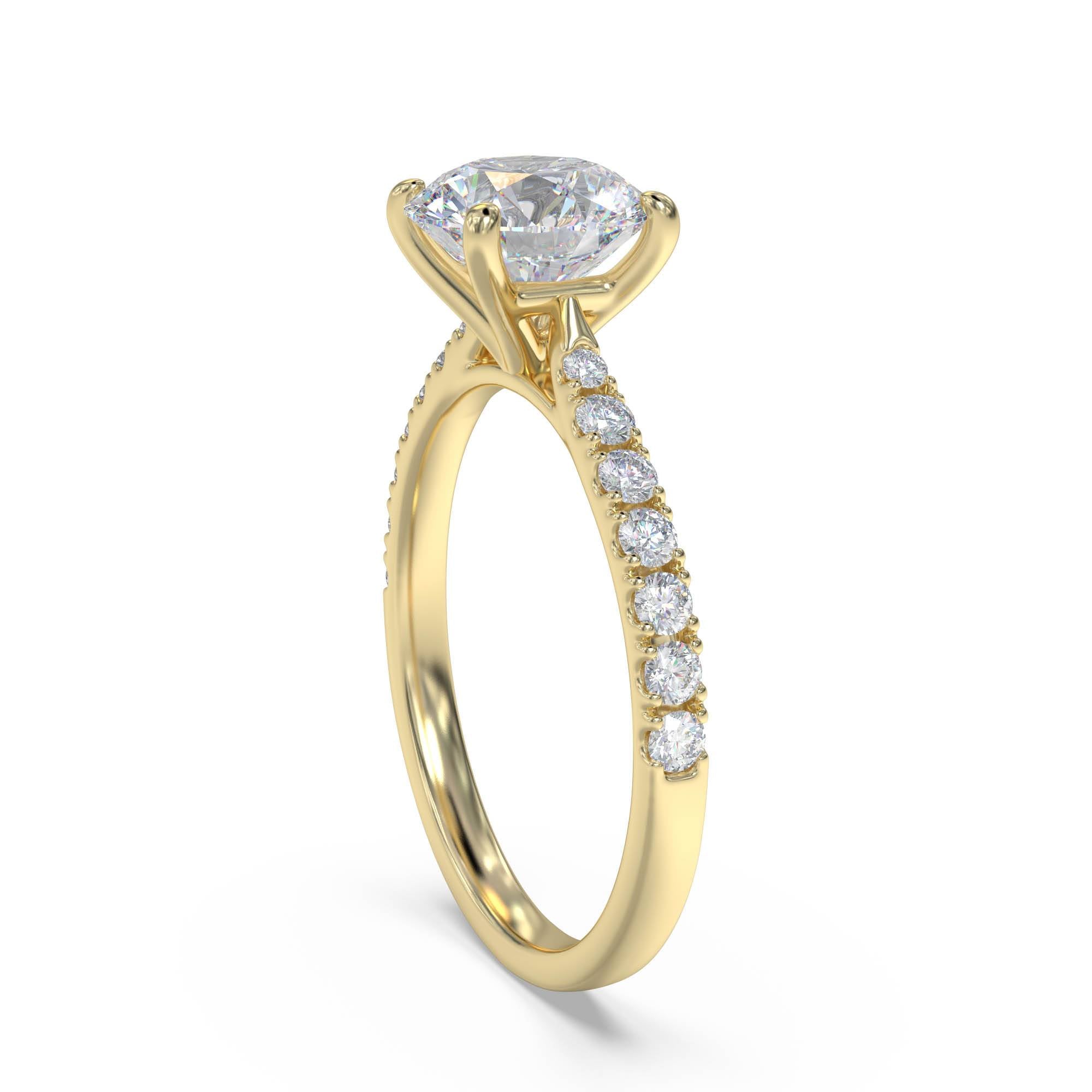 Certified 1.14 CT Round Cut EF VS/SI Lab Created Diamond Engagement Ring 925 Sterling Silver With Vermeil Gold