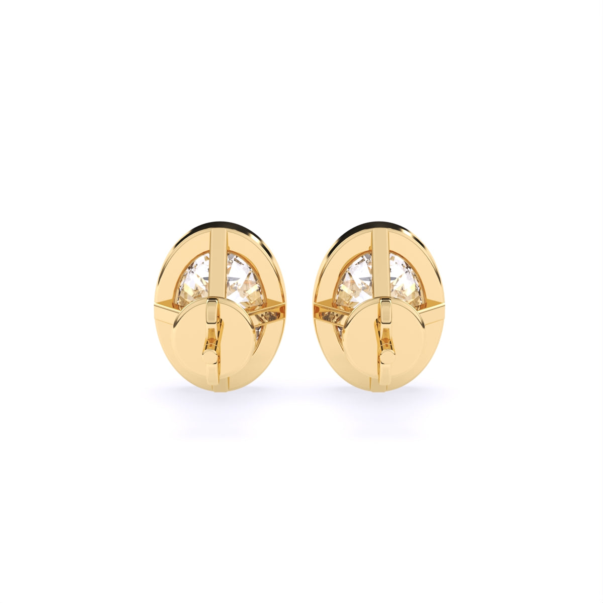 Women's Stud Earrings 1.00 CT Oval Cut Certified VS/SI Lab Grown Diamond 925 Sterling Silver With Vermeil Gold