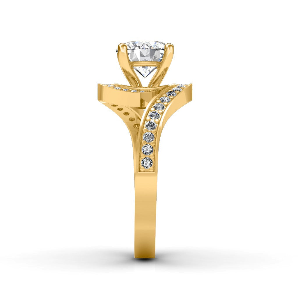 Certified 0.68 CT Round Cut EF VS/SI Lab Grown Diamond Engagement Ring 925 Sterling Silver With Vermeil Gold