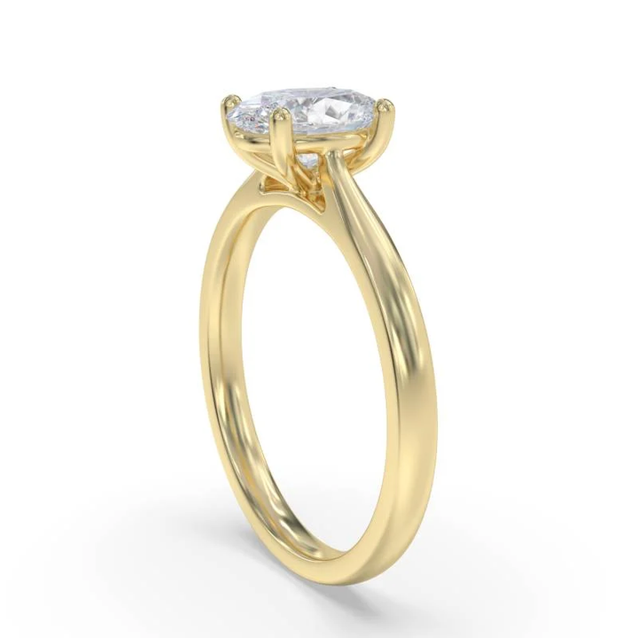 Certified 1.00 CT Oval Cut EF VS/SI Lab Created Diamond Nordic Gold Engagement Ring (Demi -Fine)