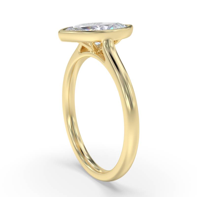 Certified 1.00 CT Marquise Cut EF VS/SI Lab Grown Diamond Bezel Set Engagement Ring 925 Sterling Silver With Vermeil Gold