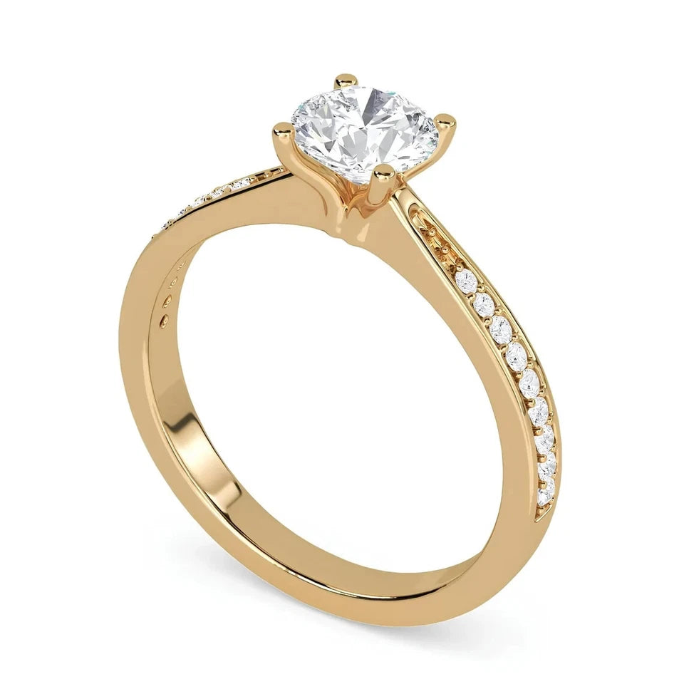 Certified 1.18 CT EF VS/SI Lab Grown Diamond Wedding Ring 925 Sterling Silver With Vermeil Gold