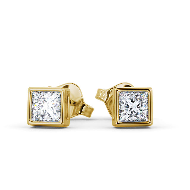 Certified 1.00 CT Princess Cut EF VS/SI Lab Grown Diamond Bezel Set Stud Women's Earrings 925 Sterling Silver With Vermeil Gold