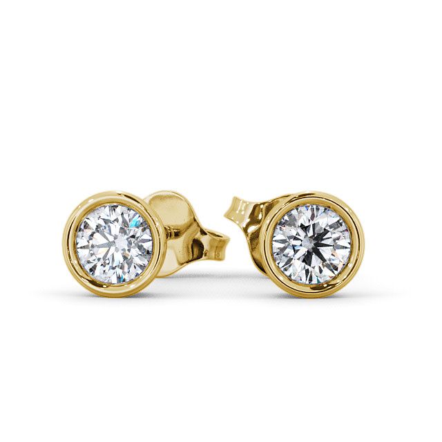 Certified 1.00 CT Round Cut EF VS/SI Lab Grown Diamond Bezel Set Stud Women's Earrings 925 Sterling Silver With Vermeil Gold