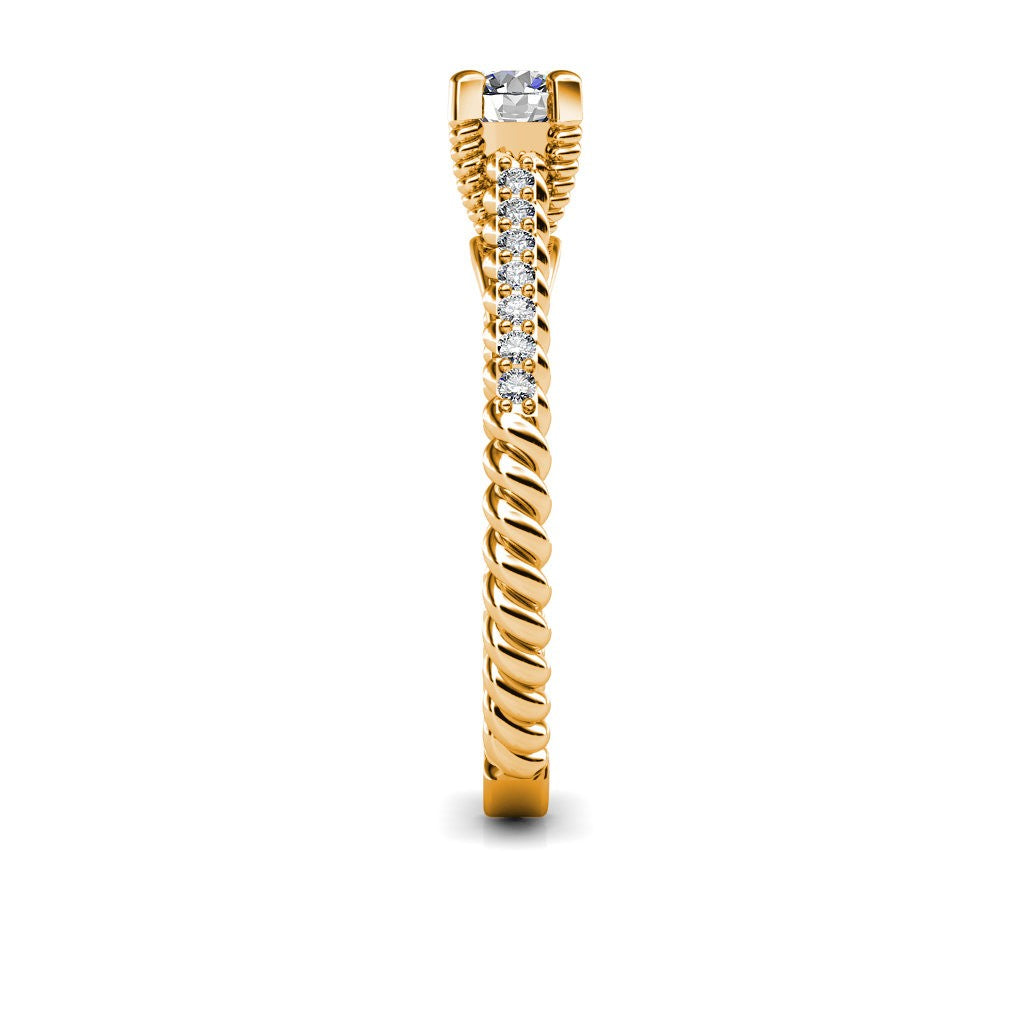 Certified 0.64 CT Round Cut EF VS/SI Lab Grown Diamond Engagement Ring 925 Sterling Silver With Vermeil Gold