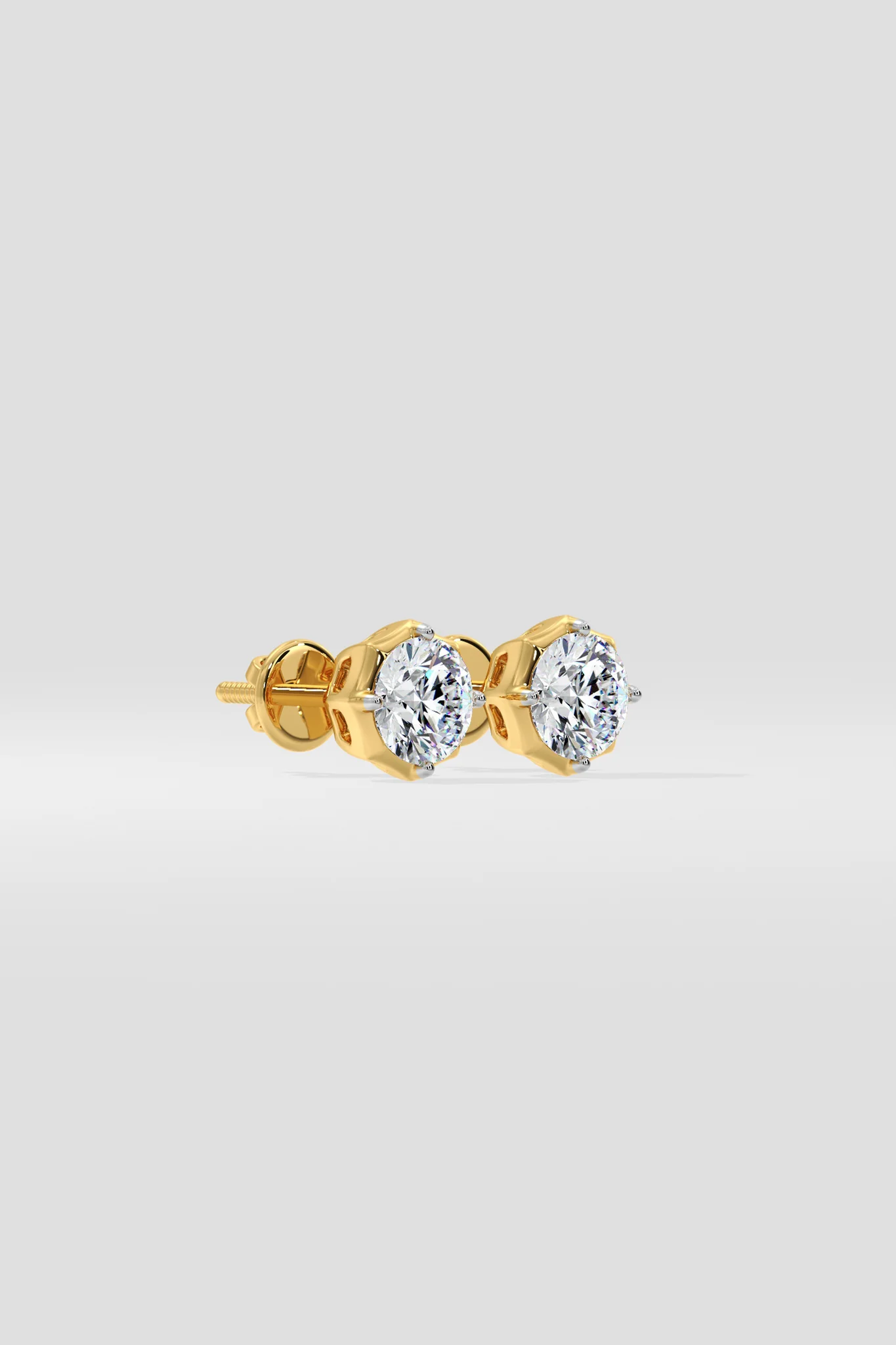 925 Sterling Silver With Vermeil Gold 0.50 CT Round Cut Certified VS/SI Lab Grown Diamond Stud Earrings