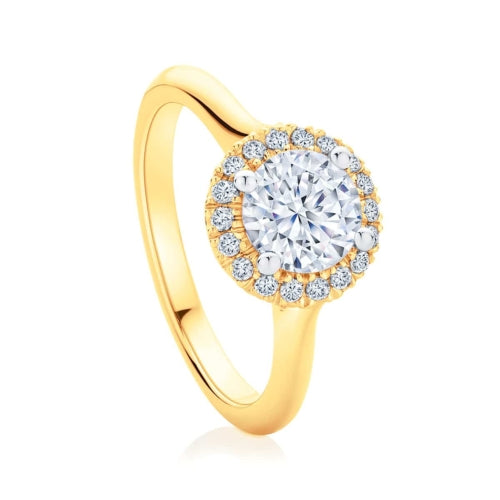 Certified 0.68 CT Round Cut EF VS/SI Lab Grown Diamond Engagement Ring 925 Sterling Silver With Vermeil Gold