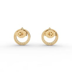 0.76 CT Round Cut Certified VS/SI Lab Grown Diamond Stud Earrings 925 Sterling Silver With Vermeil Gold