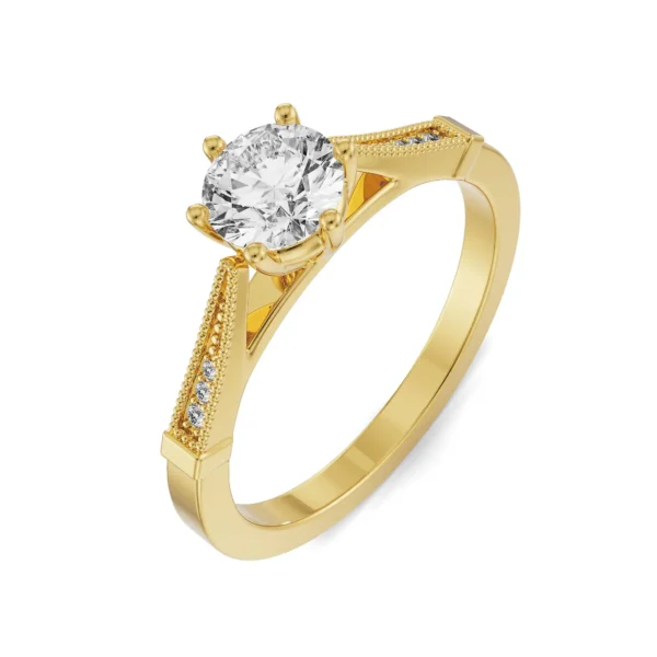 Certified Round Cut 1.05 CT EF VS/SI Lab Grown Diamond Engagement Ring 925 Sterling Silver With Vermeil Gold