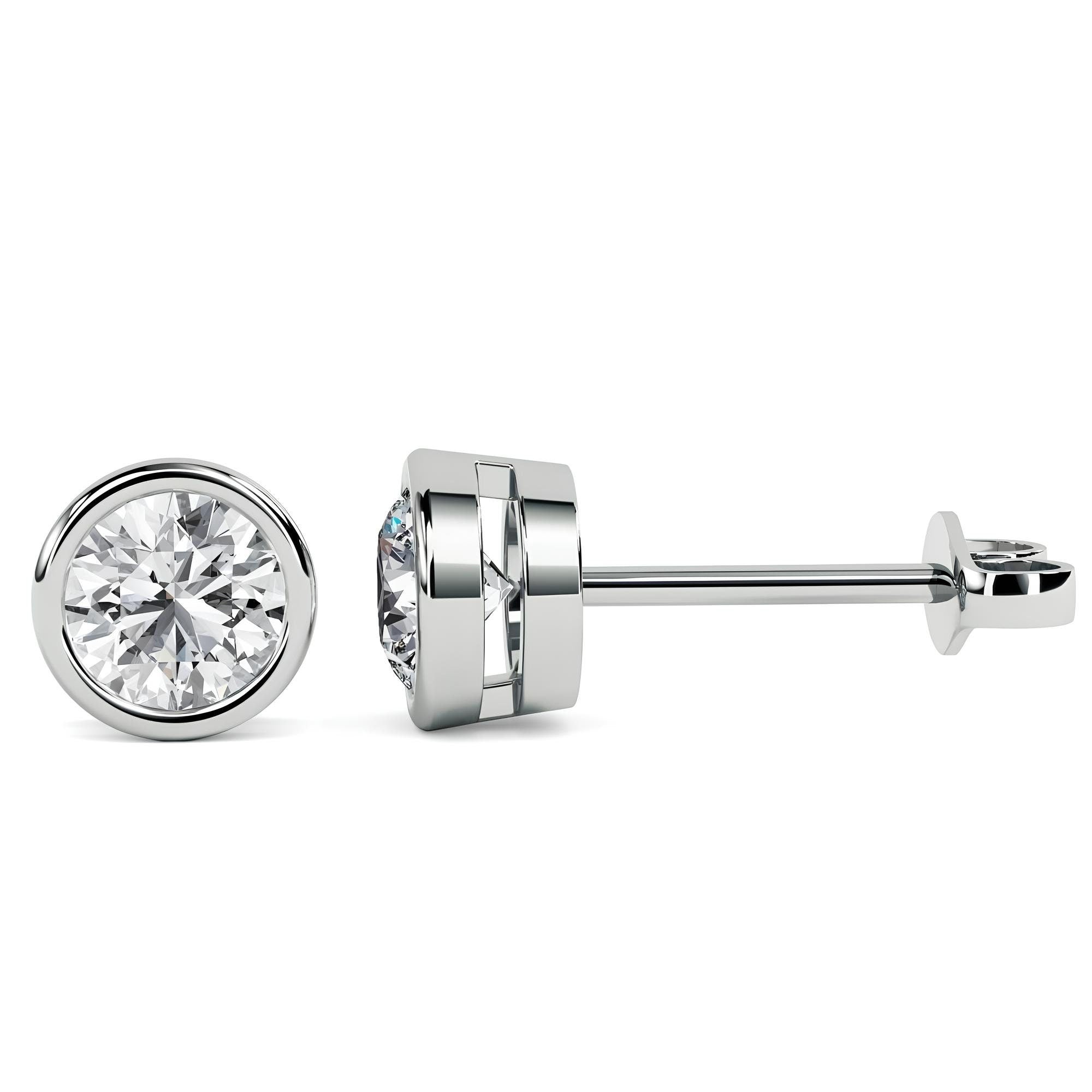 0.25–4.00 Ct Round Cut EF VS/SI Lab-Grown Diamond Bezel Stud Earrings 14K Gold Wedding Earrings Valentine’s & Anniversary Gift